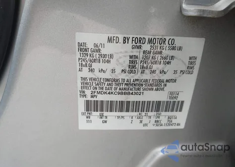 2011 Ford Edge Limited from USA, damaged, VIN 2FMDK4KC9BBB43021